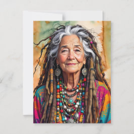 Coola Gamla Dam i Dread Locks Hippie Woman Vykort