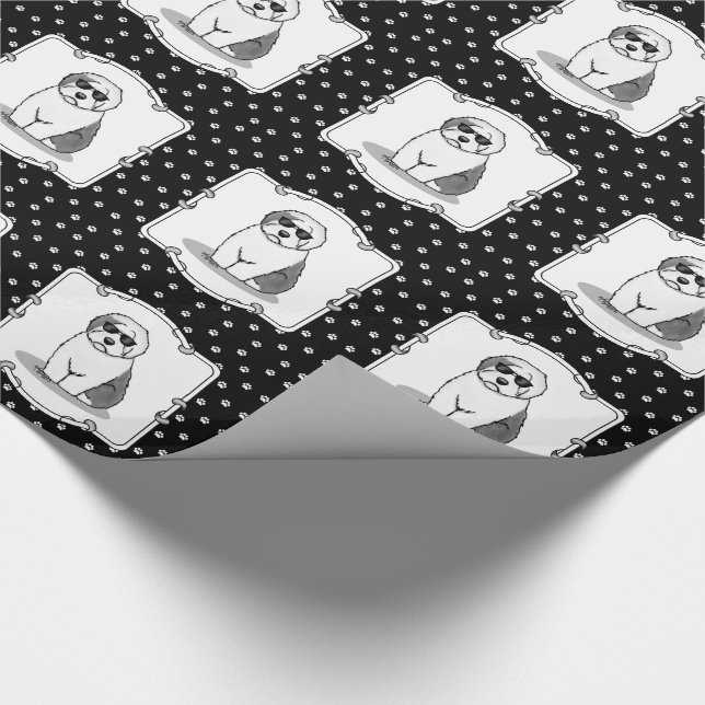 Coola Gamla engelska Sheepdog (Grått 1) Cute Funny Presentpapper (Hörn)
