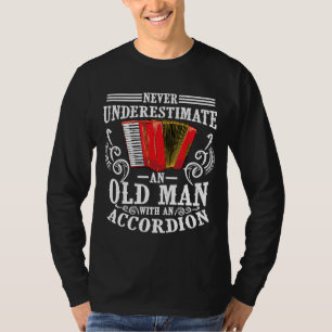 Coola Gamle man med Accordion Musician Player 3 T Shirt