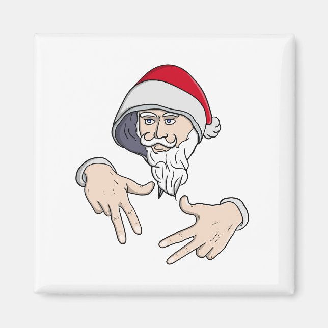Coola Gangsta Hip hop Hand Rap Jultomten Magnet (Framsidan)