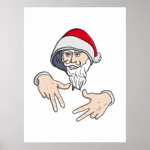 Coola Gangsta Hip hop Hand Rap Jultomten Poster