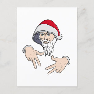 Coola Gangsta Hip hop Hand Rap Jultomten Vykort