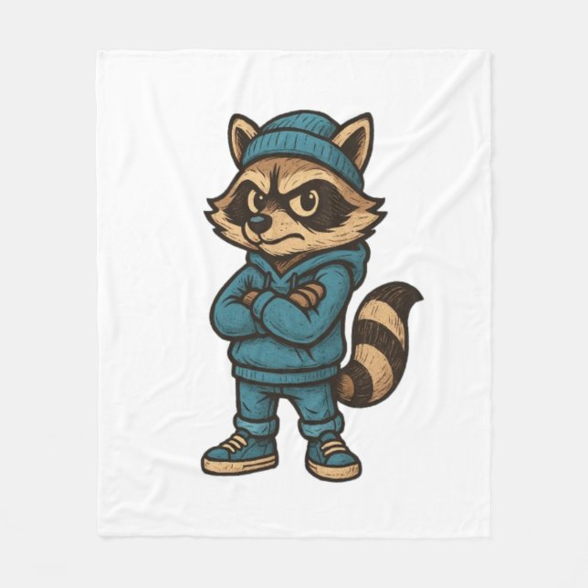 Coola Gangster Raccoon - Urban Streetwear Animal H Fleecefilt (Framsidan)
