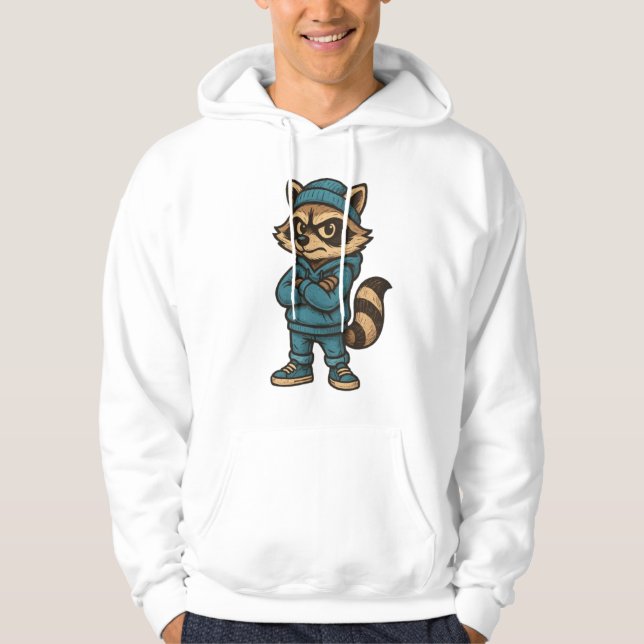 Coola Gangster Raccoon - Urban Streetwear Animal H Hoodie (Framsida)