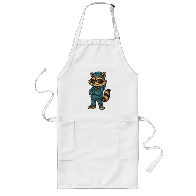 Coola Gangster Raccoon - Urban Streetwear Animal H Långt Förkläde (Framsidan)