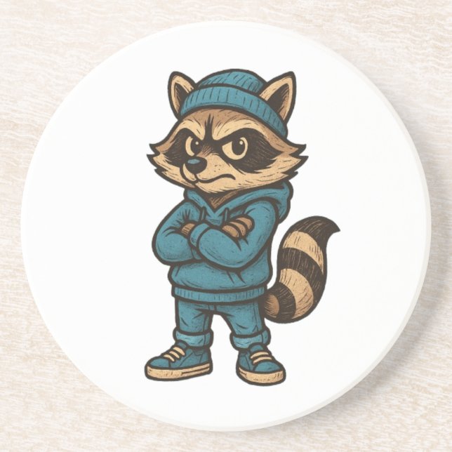Coola Gangster Raccoon - Urban Streetwear Animal H Underlägg (Framsidan)