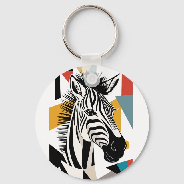 Coola Geometric Zebra African Wildlife Nyckelring (Framsida)
