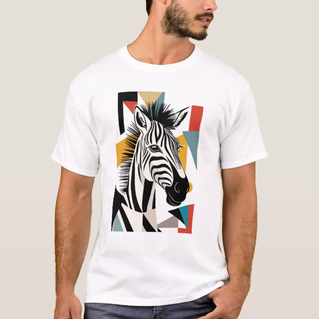 Coola Geometric Zebra African Wildlife T Shirt (Framsida)