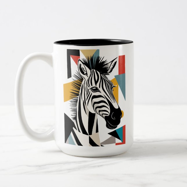 Coola Geometric Zebra African Wildlife Två-Tonad Mugg (Vänster)