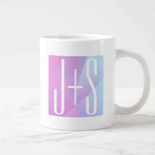 Coola Geometrisk Rosa och Lila PAR INITIALER Jumbo Mugg