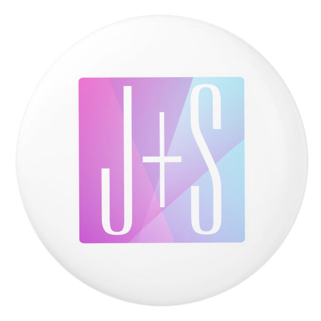 Coola Geometrisk Rosa och Lila | PAR INITIALER Knopp (Framsidan)