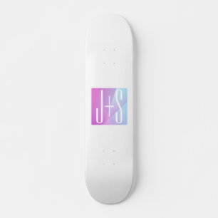 Coola Geometrisk Rosa och Lila   PAR INITIALER Mini Skateboard Bräda 18,5 Cm