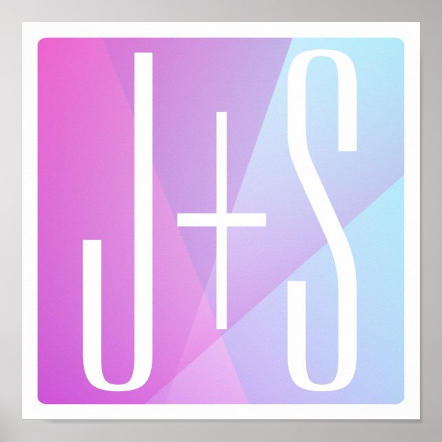 Coola Geometrisk Rosa och Lila | PAR INITIALER Poster (Framsidan)