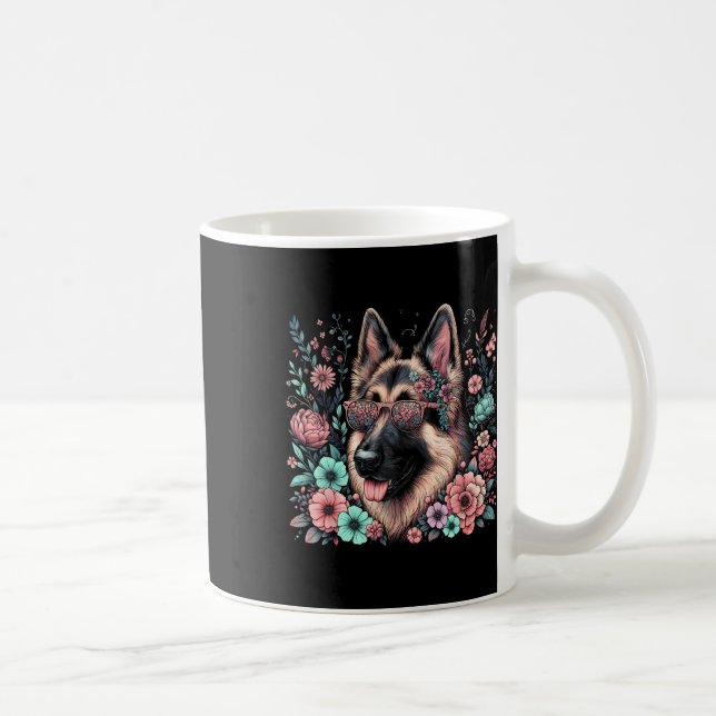 Coola German Shepherd Hund Blommigt Art Stil Chris Kaffemugg (Höger)