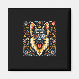 Coola German Shepherd Hund Folk Art Stil jul Magnet
