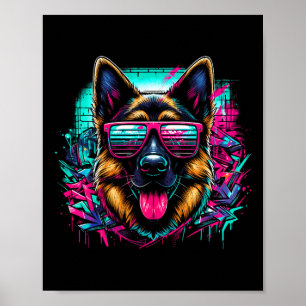 Coola German Shepherd Hund Graffiti Art Stil Krist Poster