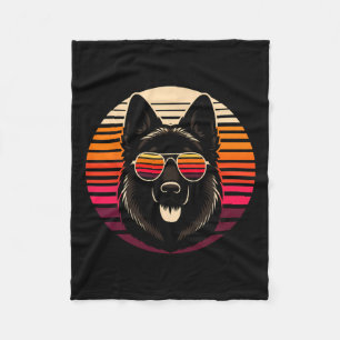 Coola German Shepherd Hund Retro Sunset Art Stil C Fleecefilt
