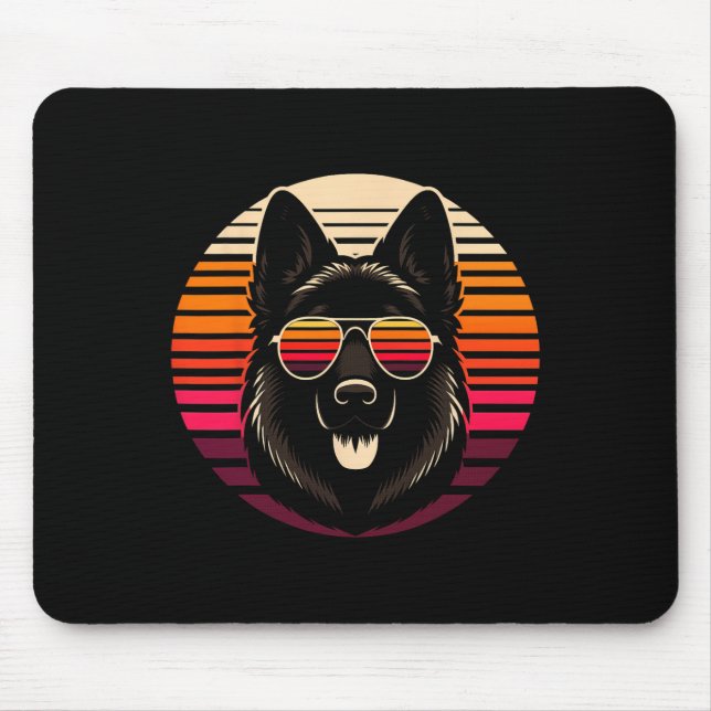 Coola German Shepherd Hund Retro Sunset Art Stil C Musmatta (Framsidan)