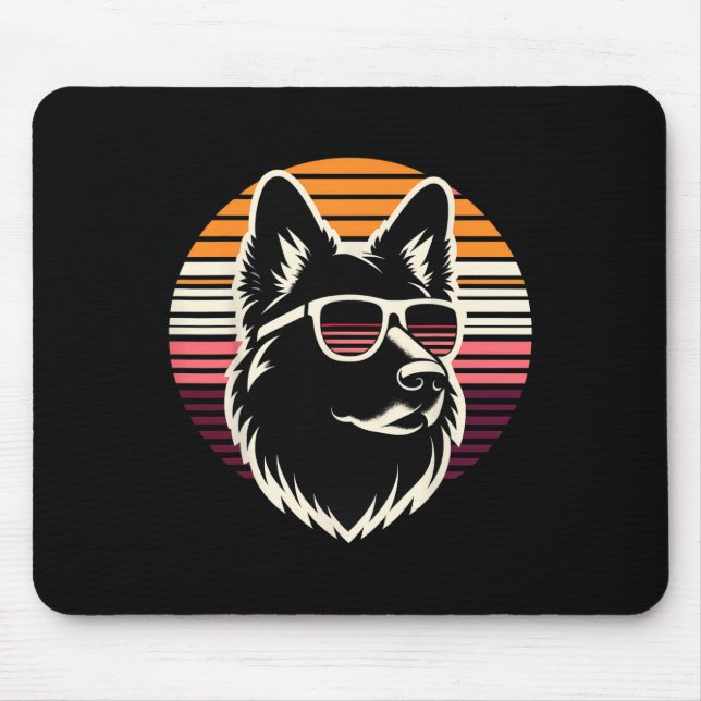 Coola German Shepherd Hund Retro Sunset Art Stil C Musmatta (Framsidan)