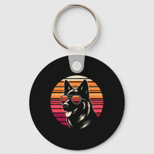 Coola German Shepherd Hund Retro Sunset Art Stil C Nyckelring