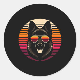 Coola German Shepherd Hund Retro Sunset Art Stil C Runt Klistermärke