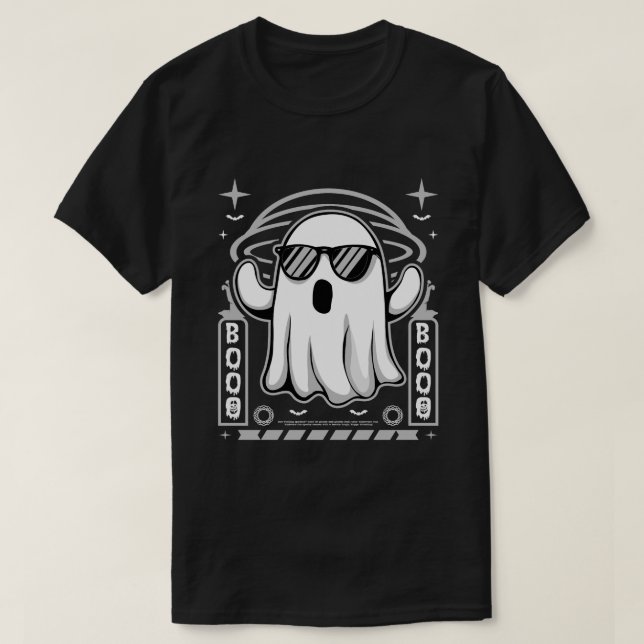 Coola Ghost med solglasögon Spooky Boo Halloween T Shirt (Design framsida)