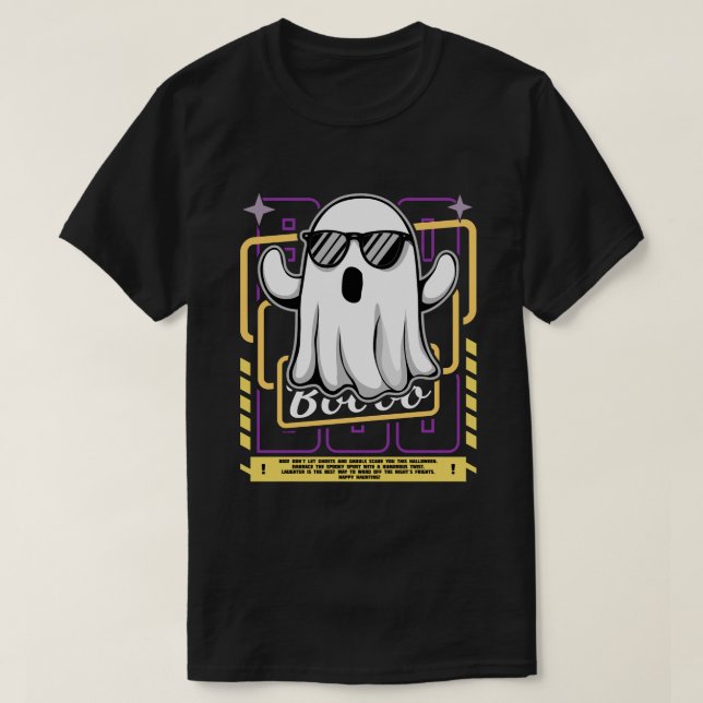 Coola Ghost med sunglasses Funny Halloween Boo T Shirt (Design framsida)