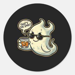 Coola Ghost Whiskey Pun Manar Women Funny Hallowee Runt Klistermärke