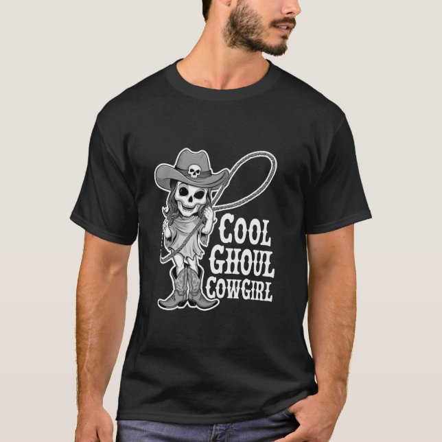 Coola Ghoul Cowgirl Halloween Ghost Western Cowgir T Shirt (Framsida)