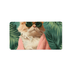 Coola Ginger Cat Vacation Vibes Aesthetic Adressetikett