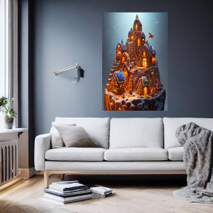Coola Gingerbröd-byn AI Art Poster