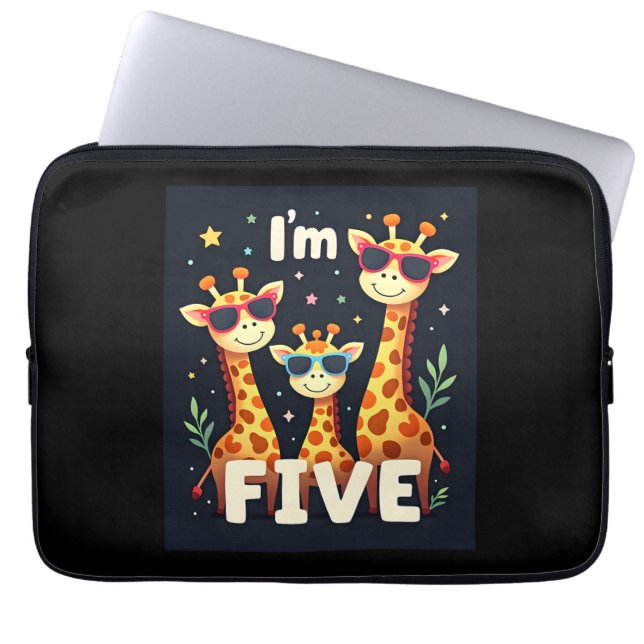 Coola Giraffe 5:e Födelsedagsfesten 5 år gammal Sm Laptop Fodral (Framsidan)
