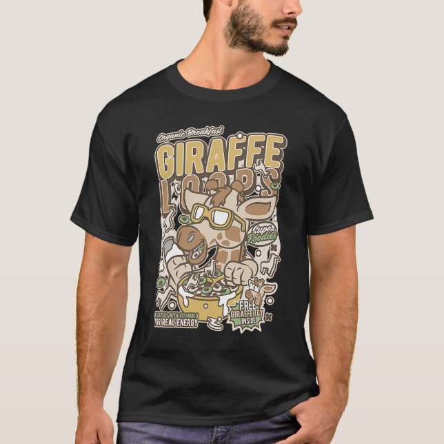 Coola Giraffe Breakfast Crunch Loops Comedy T Shirt (Framsida)