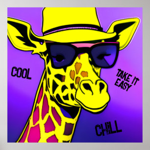 Coola Giraffe i solglasögon. Redigerbar Poster
