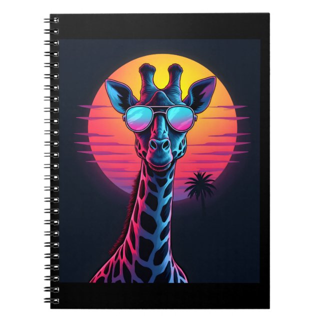 Coola Giraffe i solglasögon under solnedgången Lon Anteckningsbok (Framsidan)