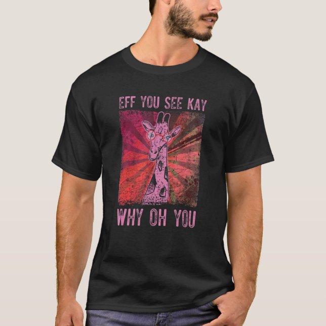 Coola Giraffe med glas T Shirt (Framsida)