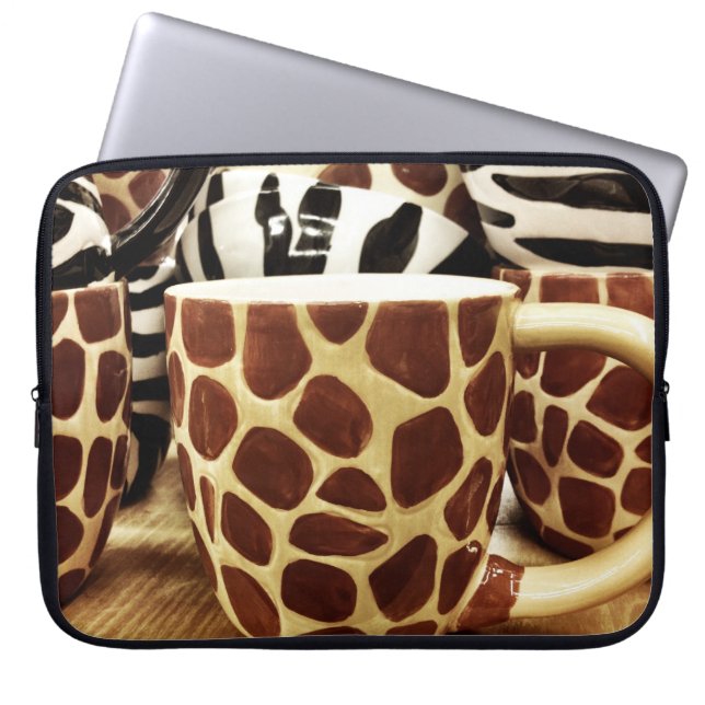 Coola Giraffe Mönster och Zebra ränder Kaffe koppa Laptop Sleeve (Framsidan)
