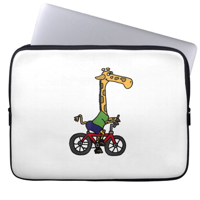 Coola Giraffe Riding Bicycle Laptop Fodral (Framsidan)