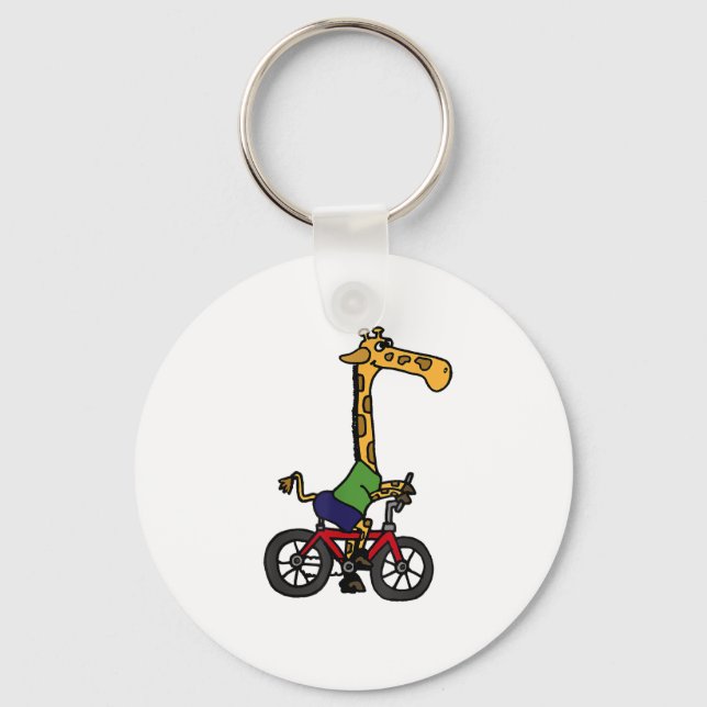Coola Giraffe Riding Bicycle Nyckelring (Framsida)