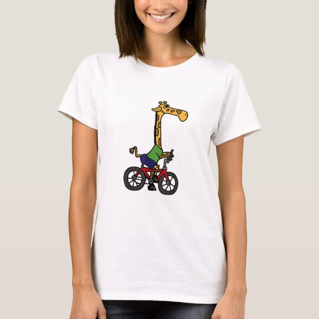 Coola Giraffe Riding Bicycle T Shirt (Framsida)