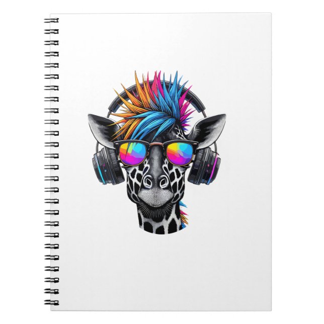 Coola Giraffe Sunglasses Headphone Giraffes Anteckningsbok (Framsidan)