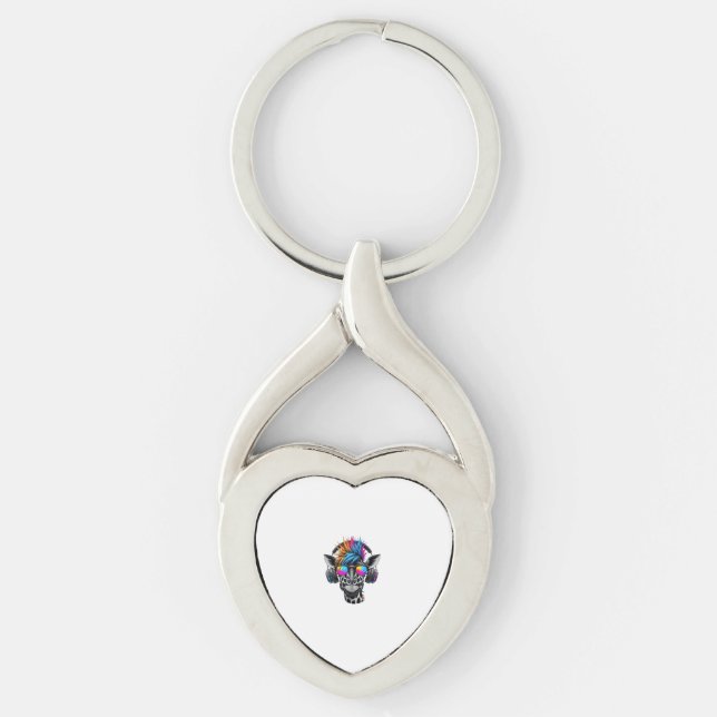 Coola Giraffe Sunglasses Headphone Giraffes Twisted Heart Silverfärgad Nyckelring (Framsidan)