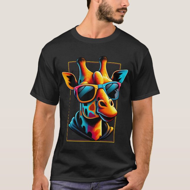 Coola Giraffe Wearing Glass T Shirt (Framsida)