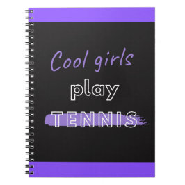 Coola Girls Play Tennis Black and Lila Quote Anteckningsbok