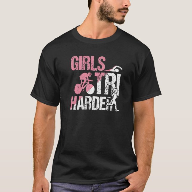 Coola Girls Tri Harder Triathlon Mamma T Shirt (Framsida)