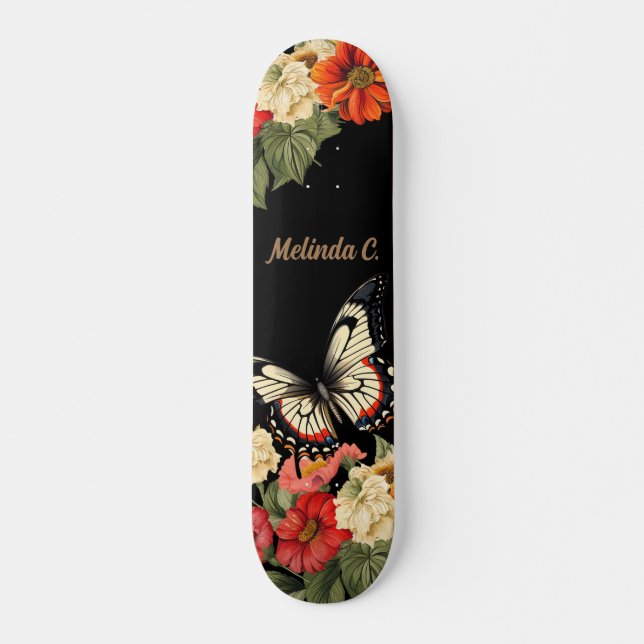 Coola Girly Blommigt Butterfly Skate Deck (Framsida)