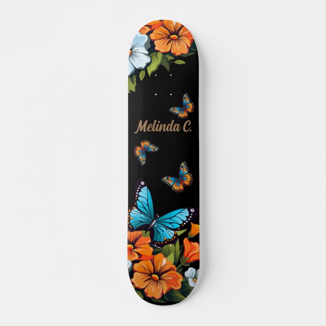 Coola Girly Blommigt Butterfly Skate Deck (Framsida)