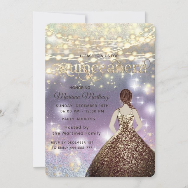 Coola glitter elegant String ljus guld gnistra Inbjudningar (Framsida)