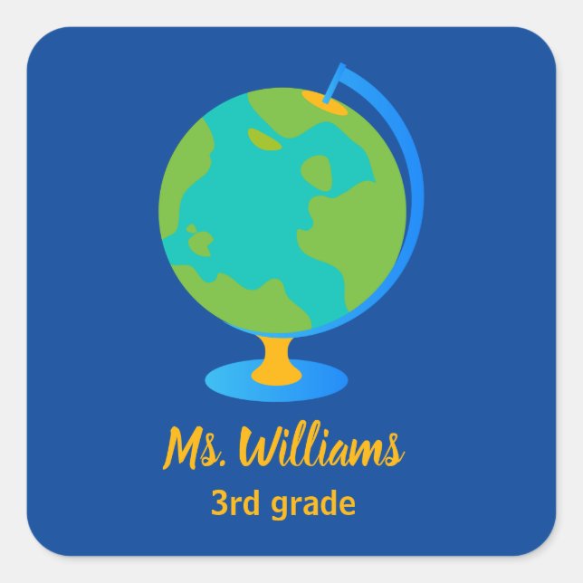 Coola Globe Square-etikett Fyrkantigt Klistermärke (Framsida)