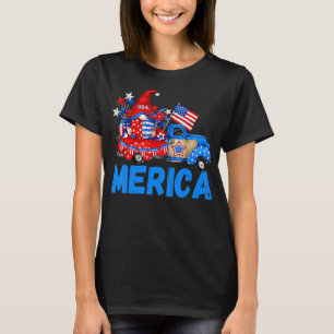 Coola Gnome Patriotic Lastbil American Flagga 4th  T Shirt